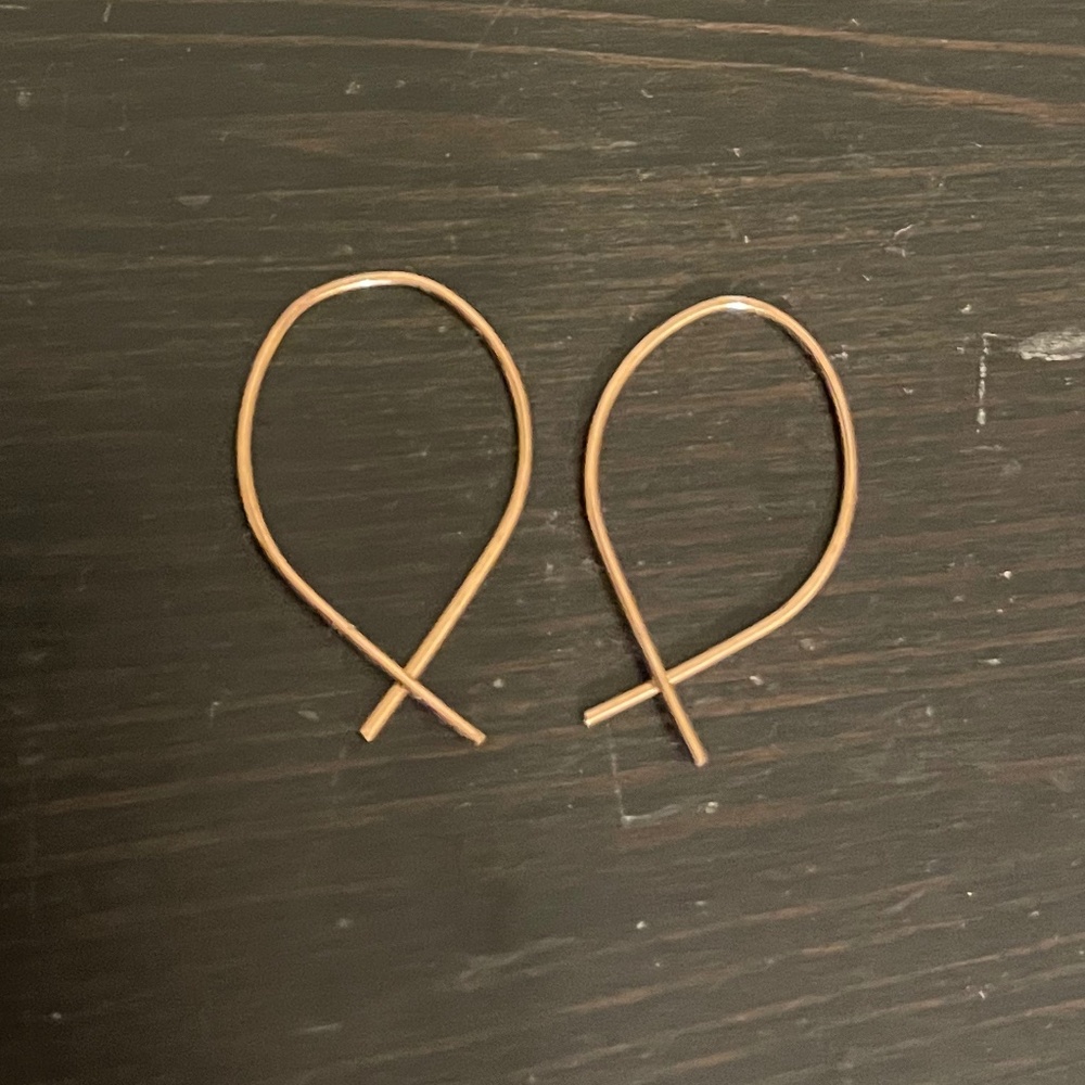 Rose gold threader hoops